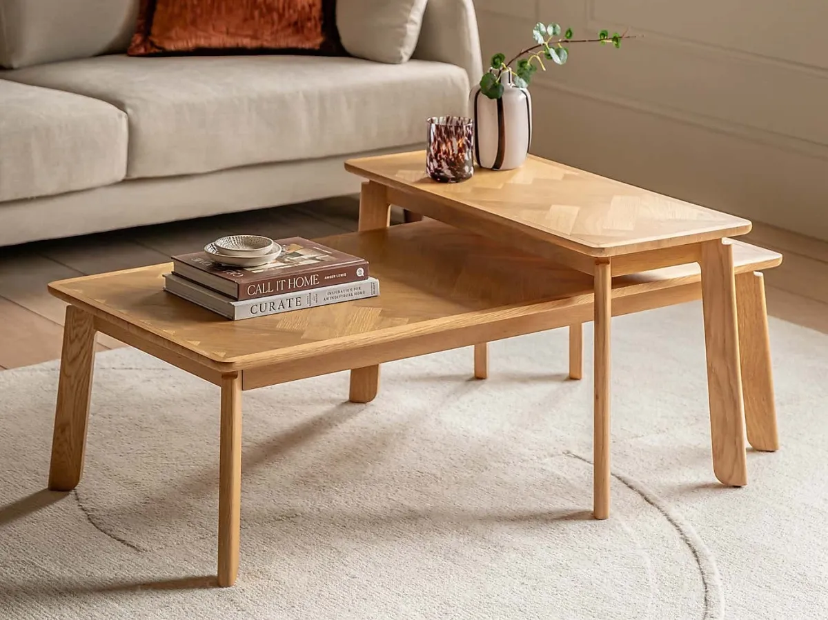 Pair of oak coffee tables