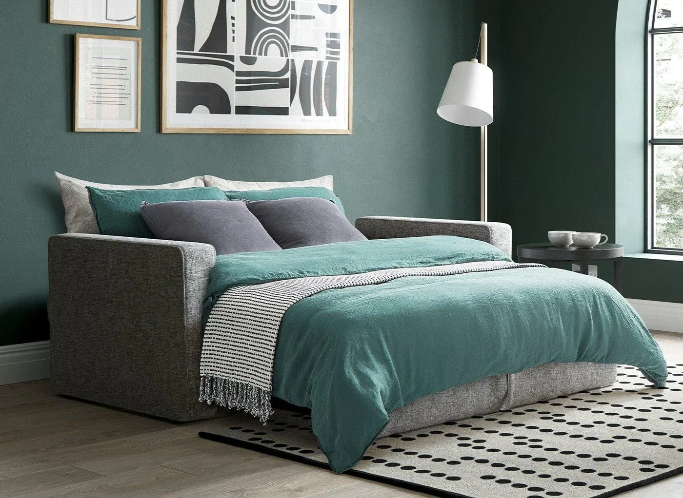 Pulled-out sofa bed