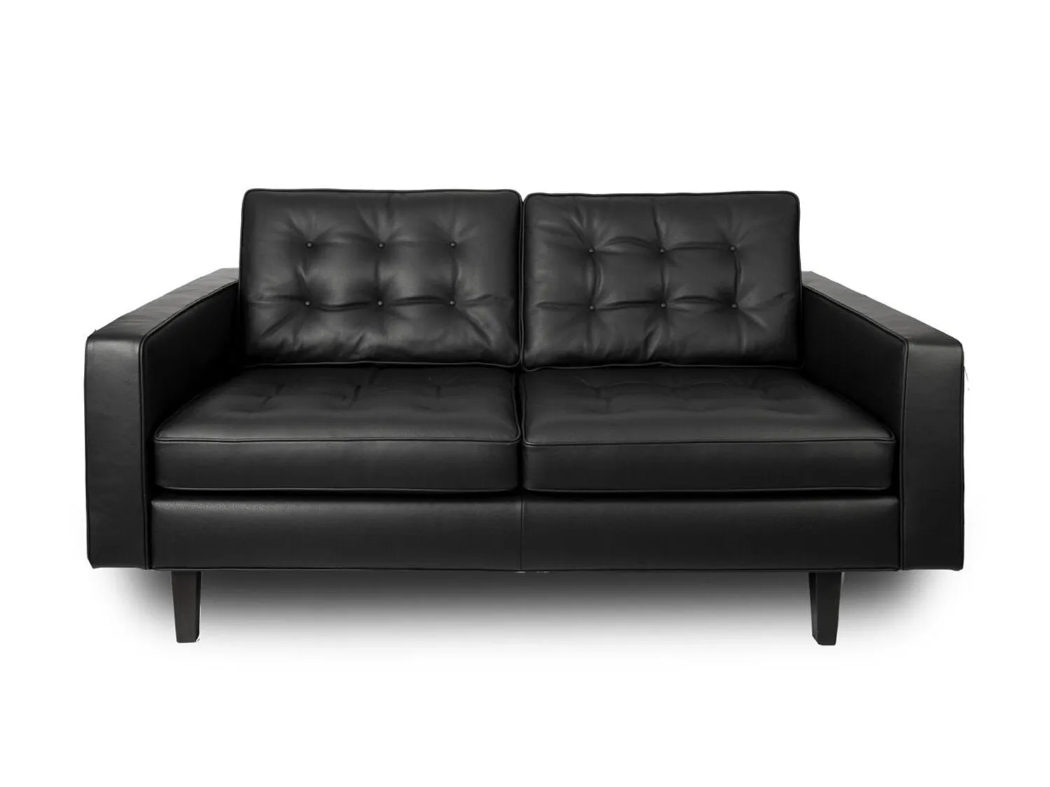 Small black leather sofa