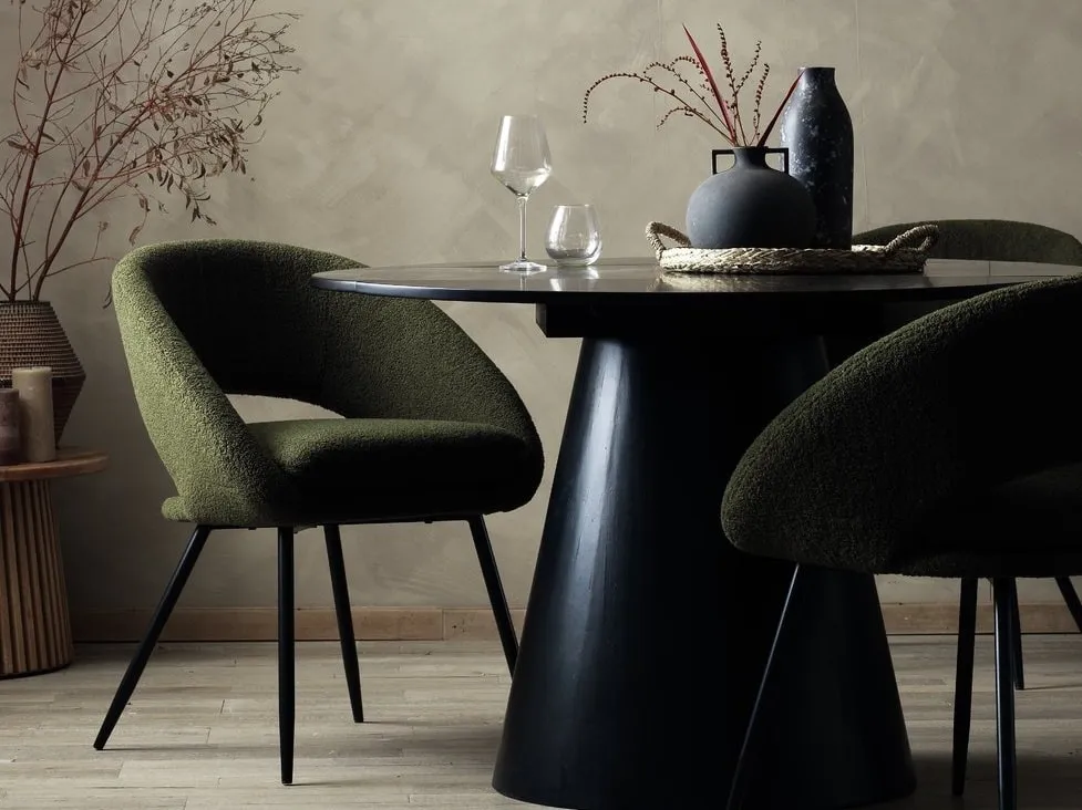 Green bucle dining chairs