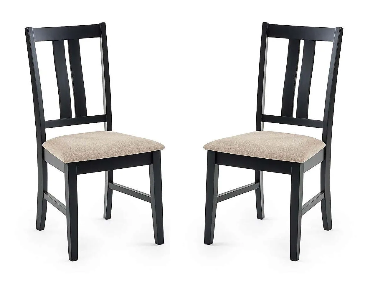 Pair of black-painted dining chairs