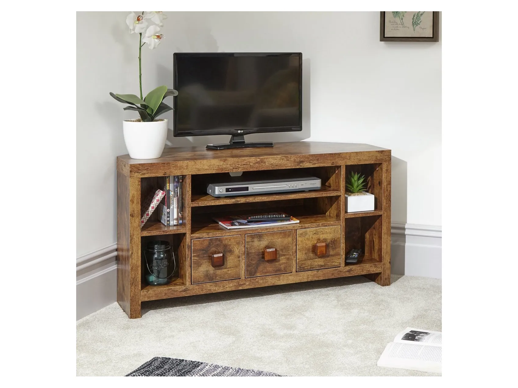 Mango effect corner tv unit
