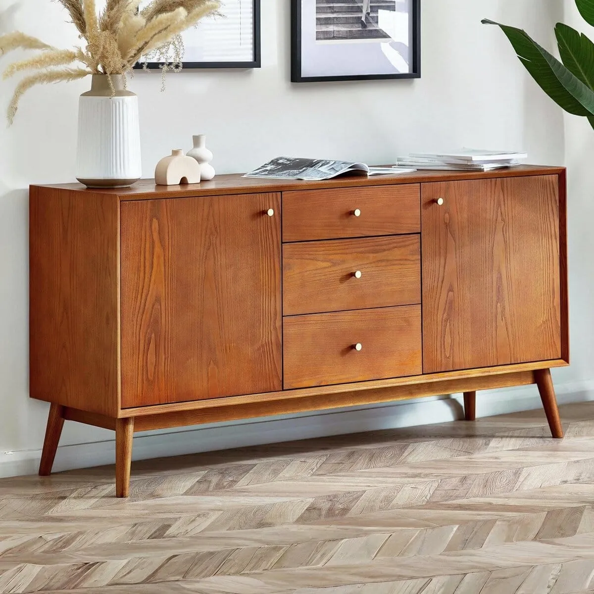 Mid-Century style sideboard with 2 doors and 3 drawers