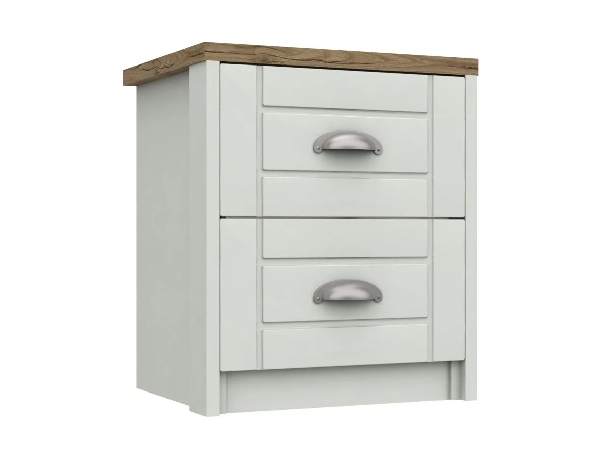White 2-drawer bedside chest
