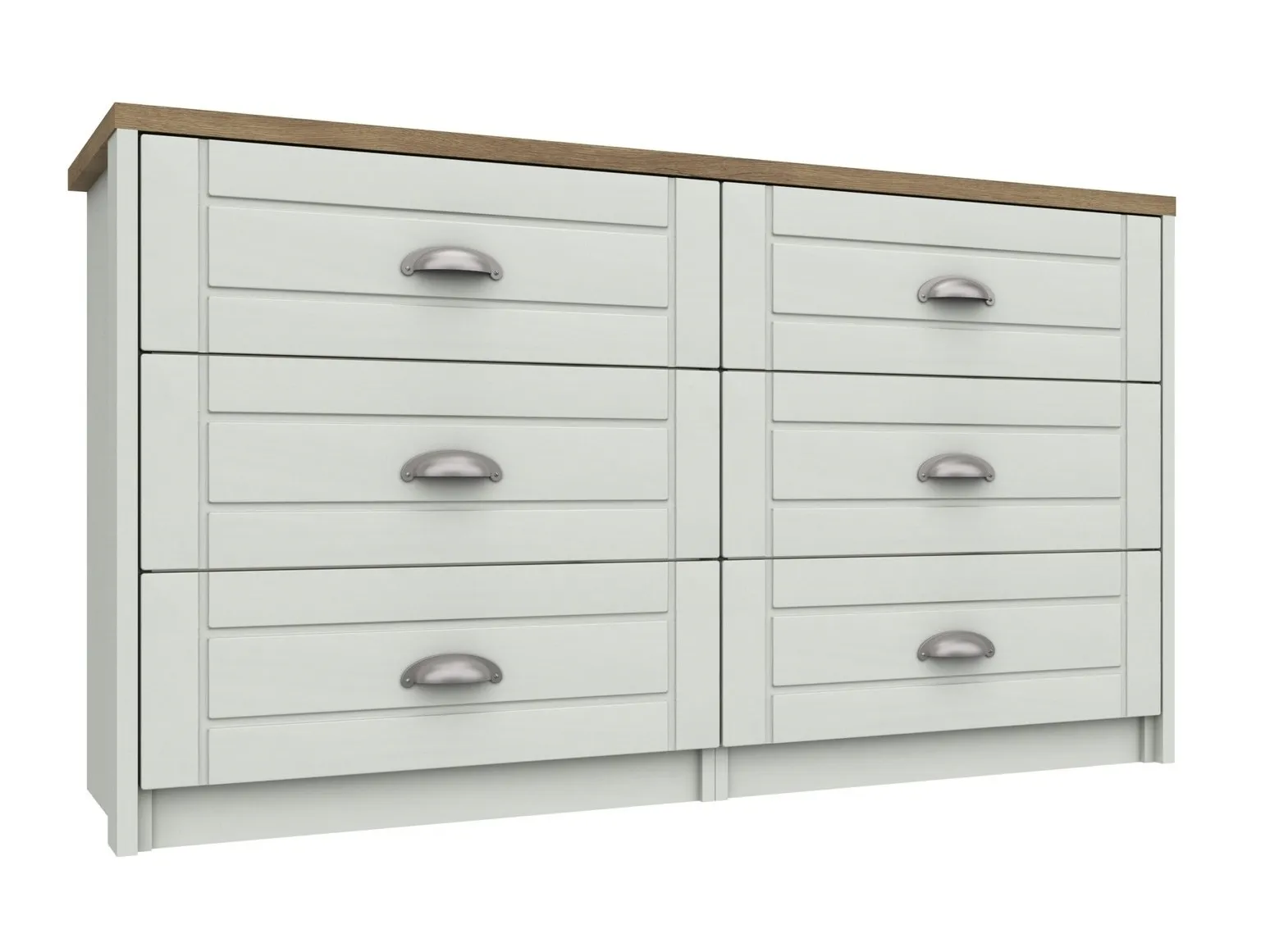 White 3 plus 3 drawer chest