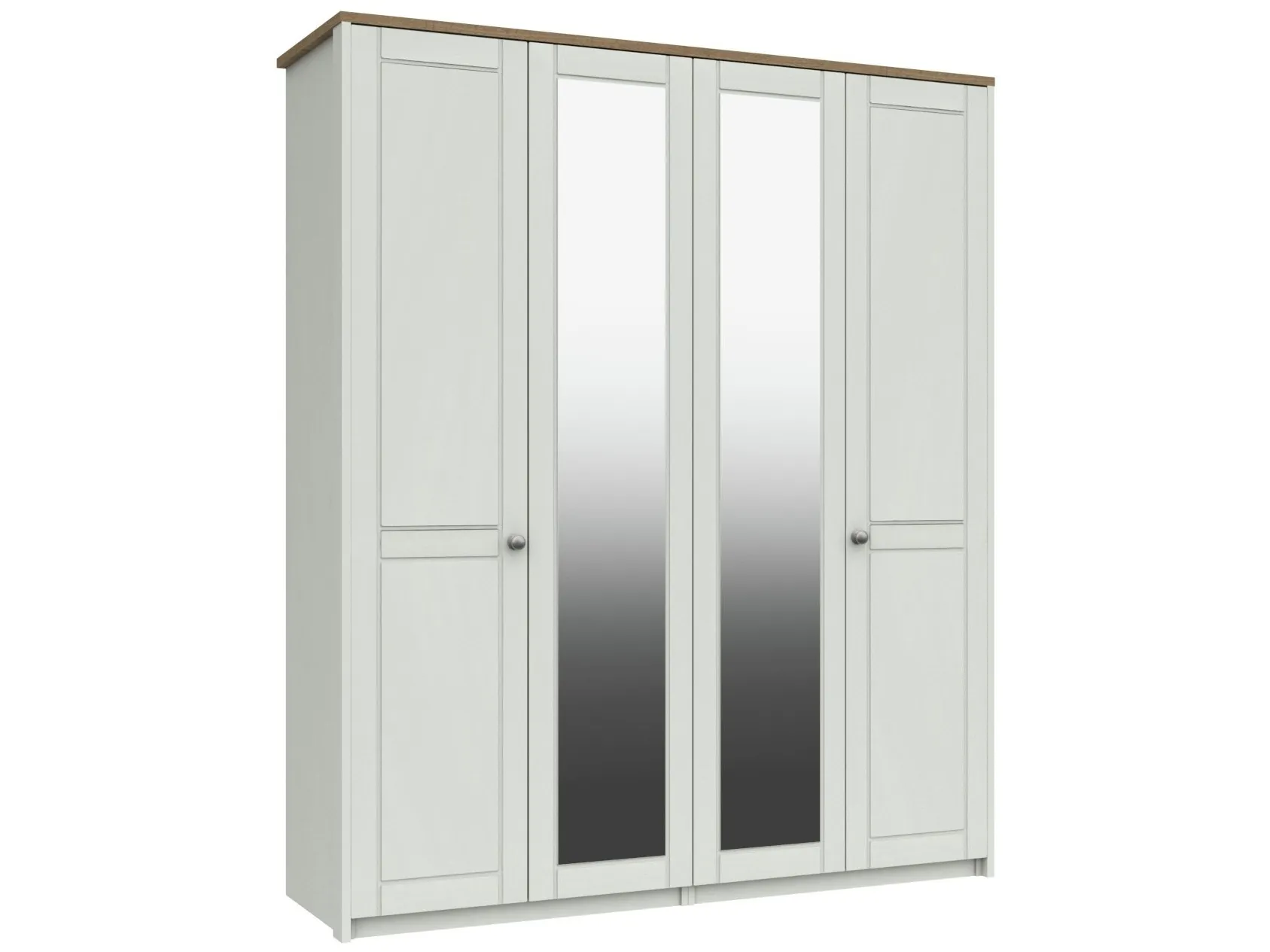 White 4 door wardrobe with 2 mirrored doors