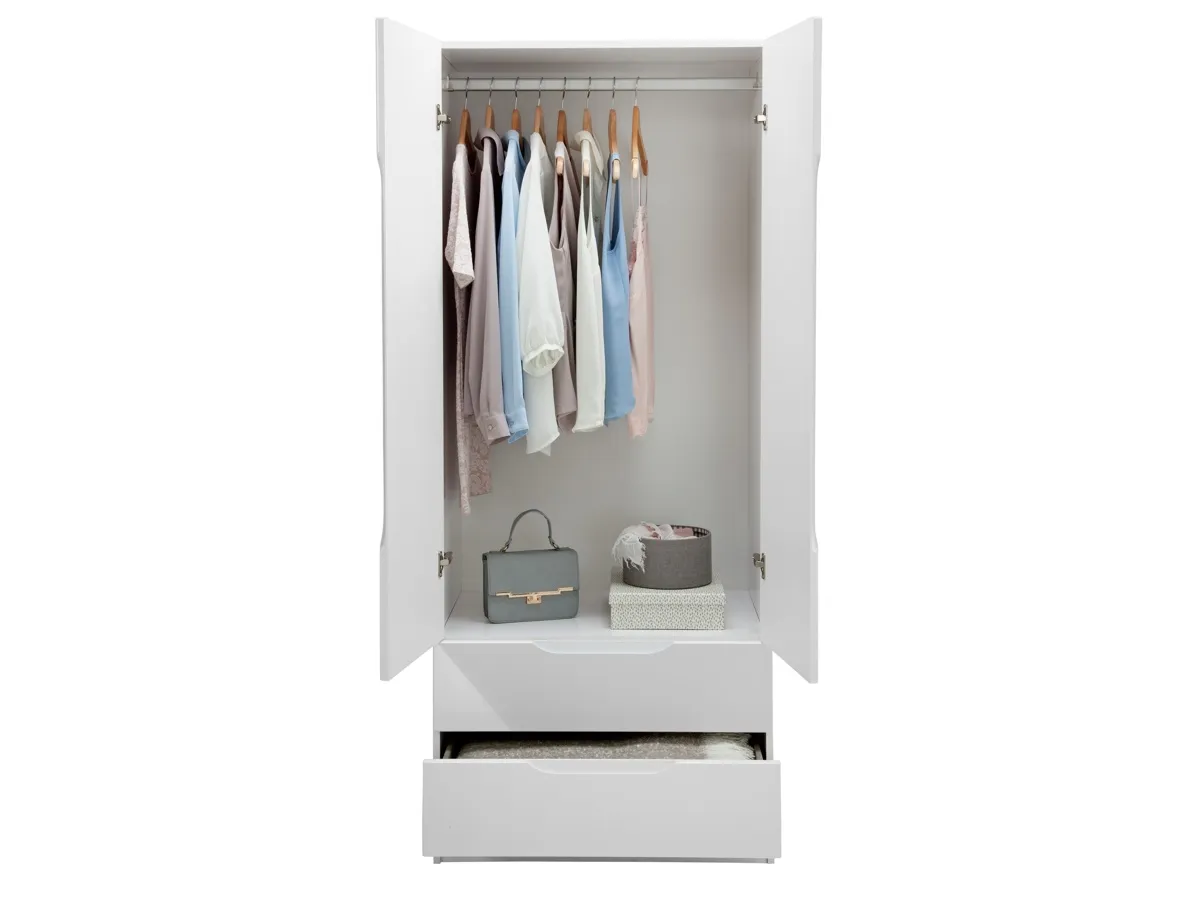 2-door, 2-drawer white gloss wardrobe