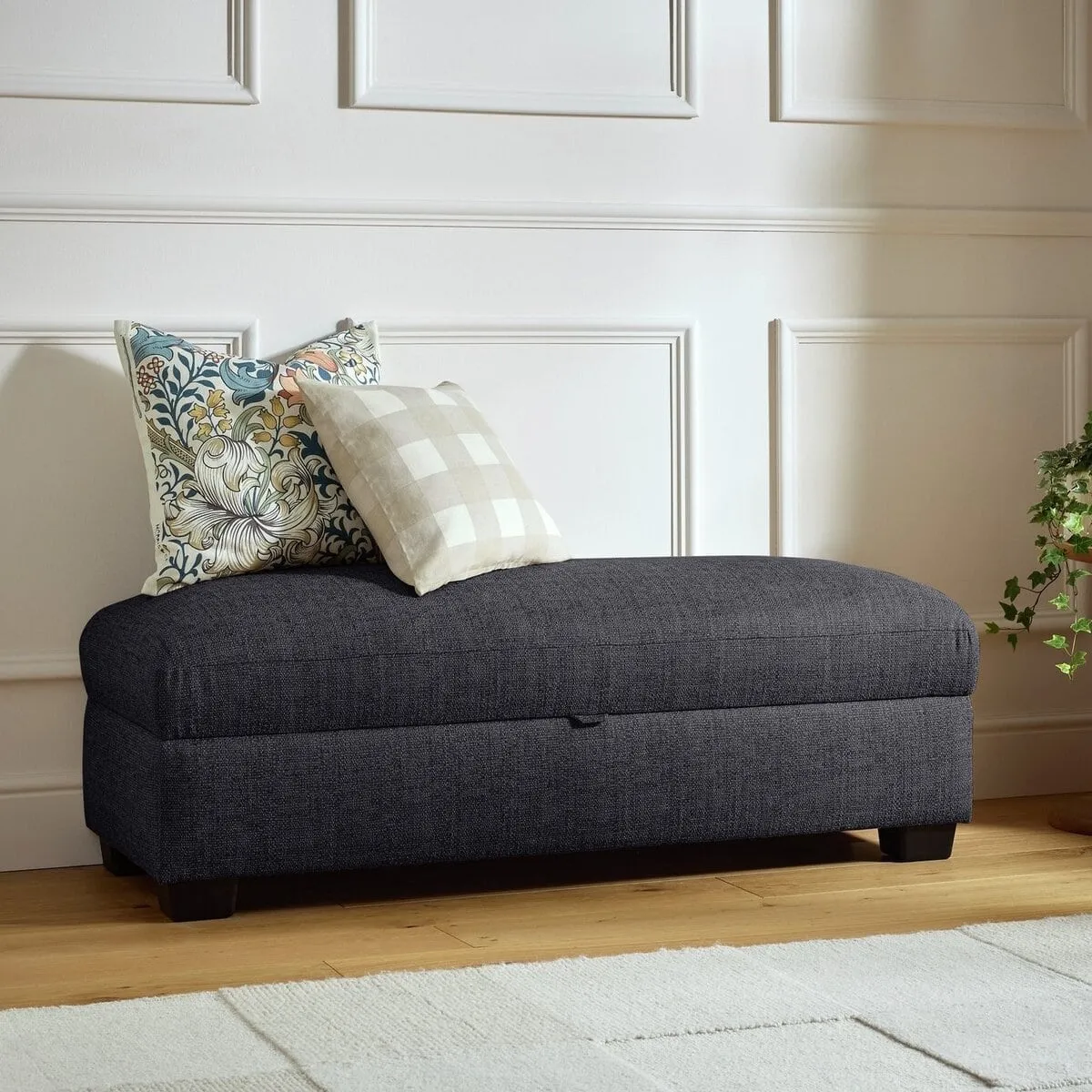 Charcoal fabric ottoman