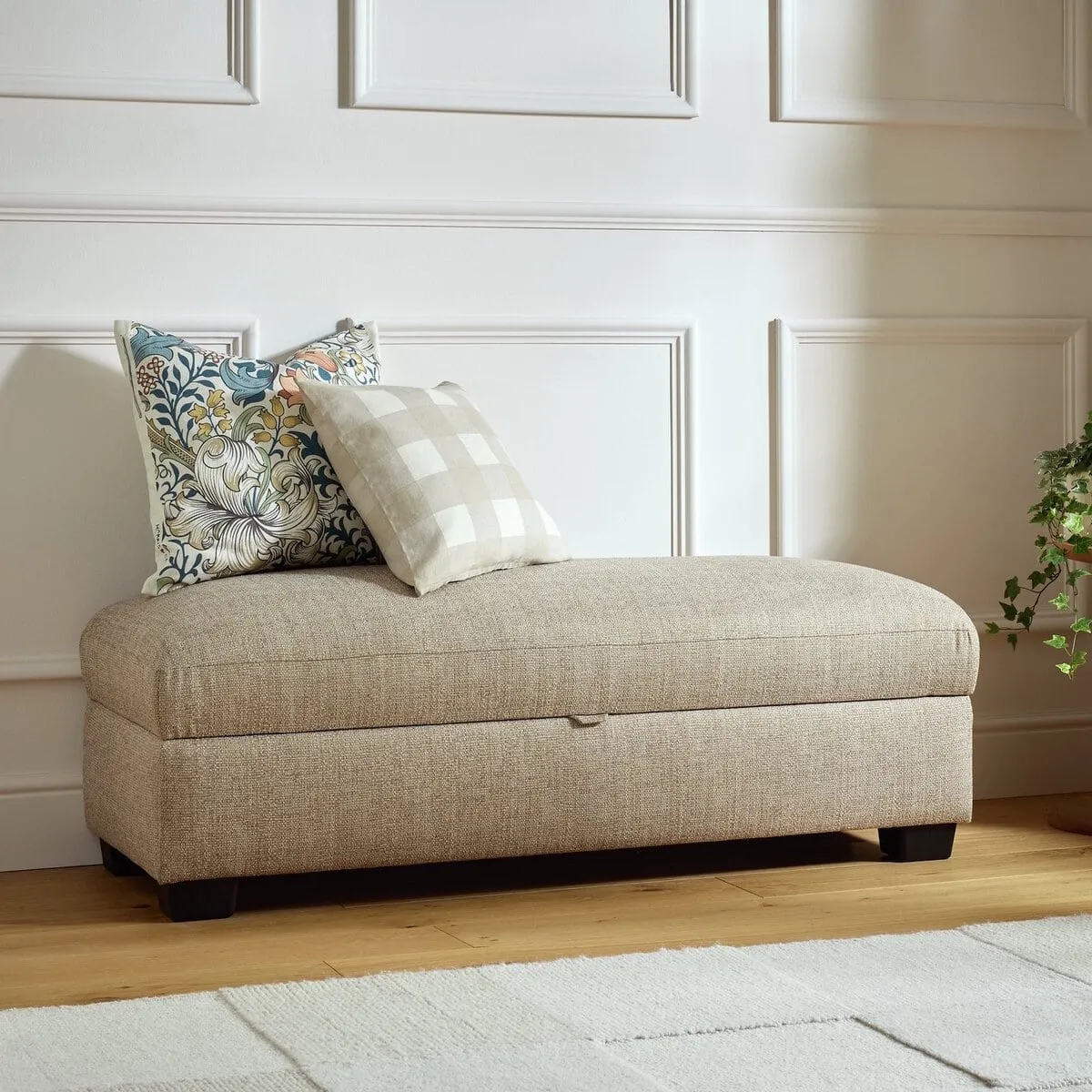 Stone fabric ottoman