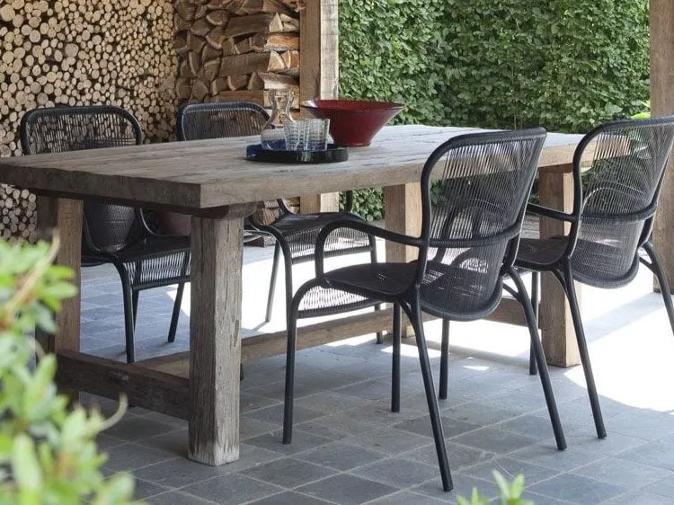 Black woven frame dining chairs