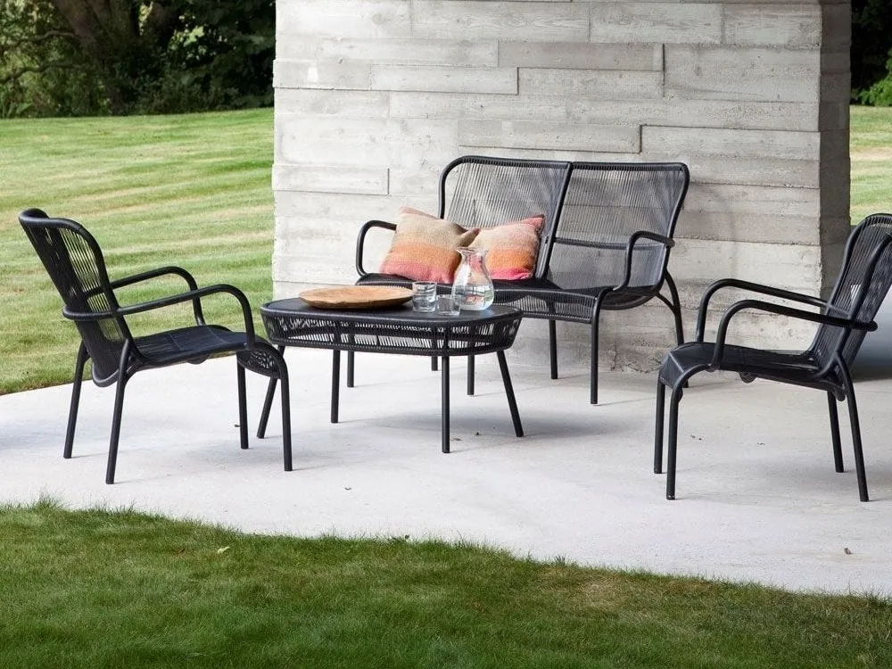 Black mesha garden sofa set and table