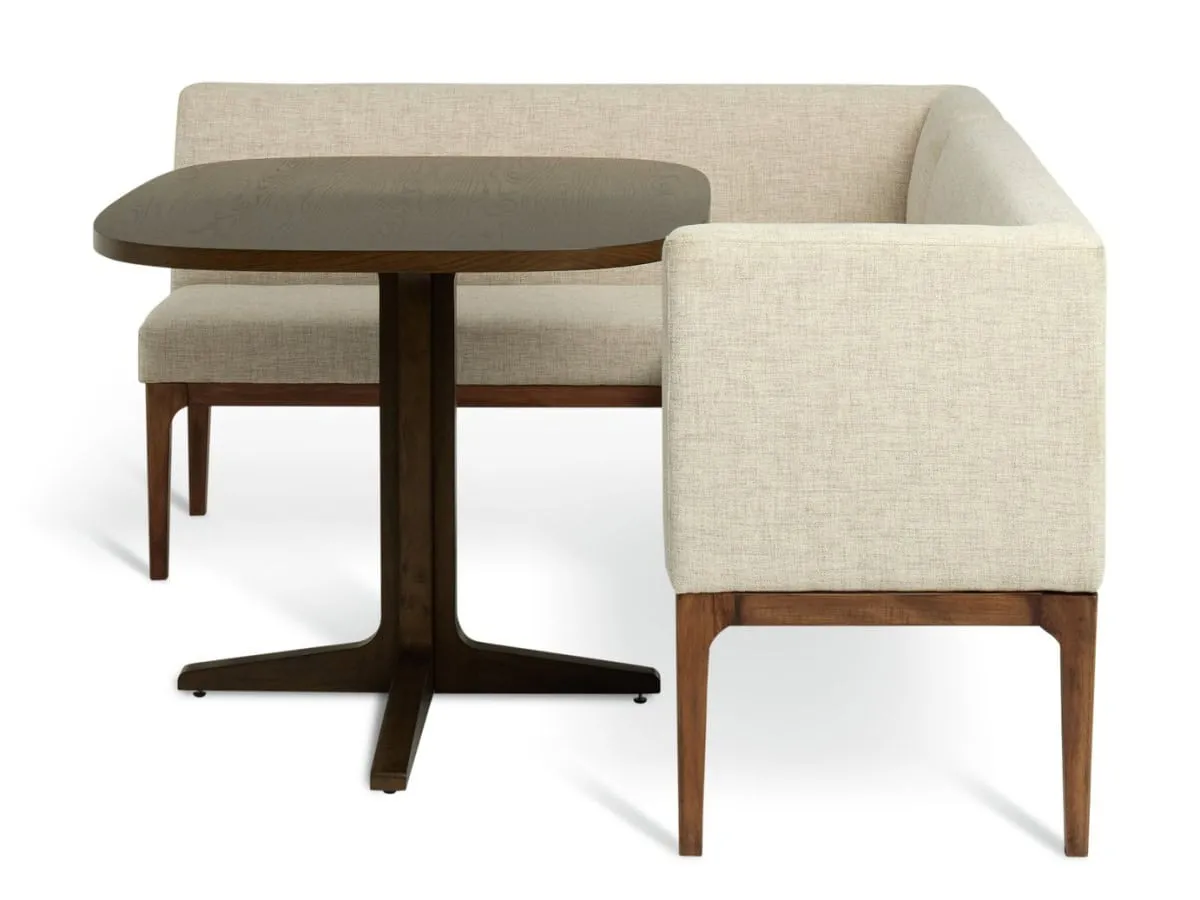 Walnut dining table and corner bench