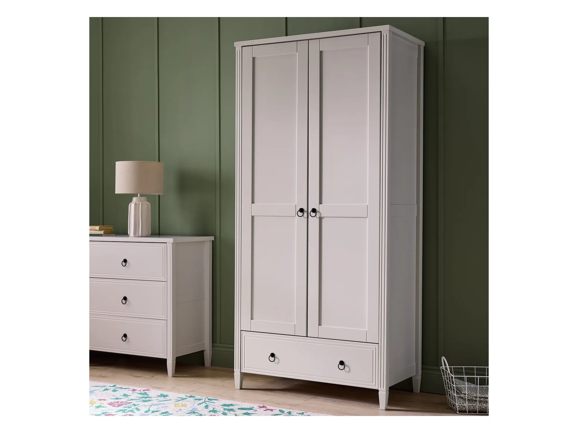 2 door wardrobe with drawer white