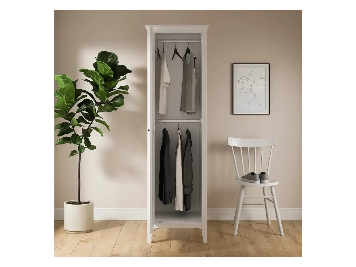 White-painted one door wardrobe