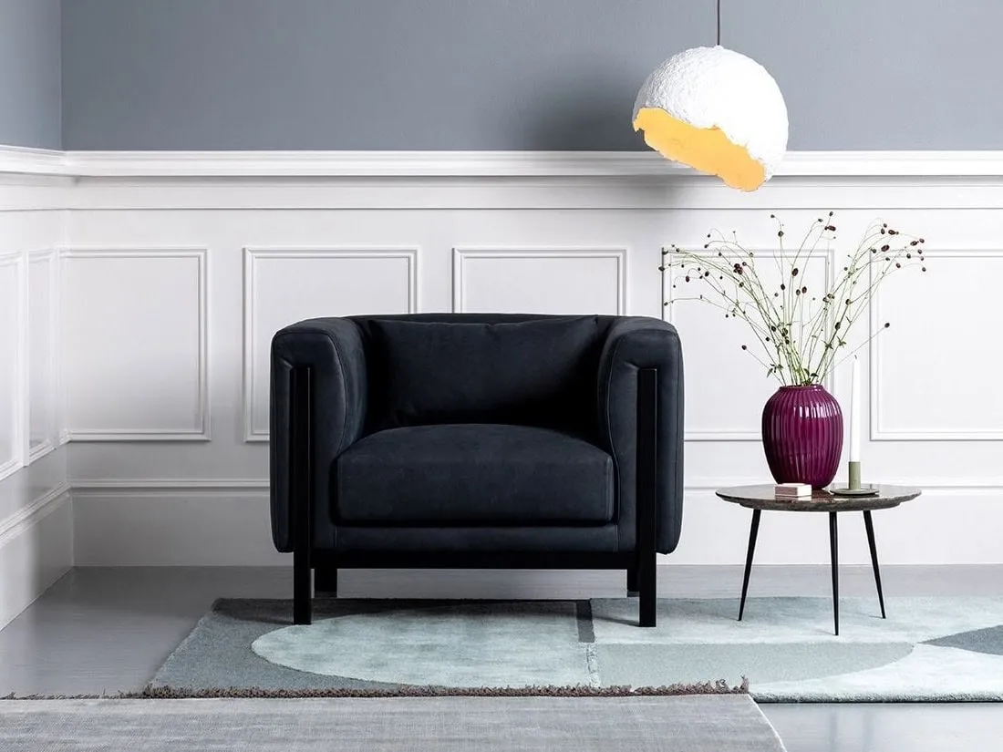 Anthracite leather armchair