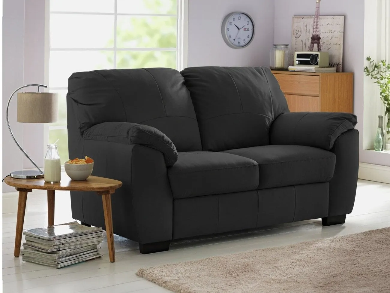 Black leather sofa