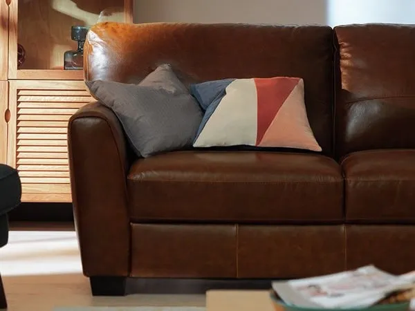 Tan leather sofa