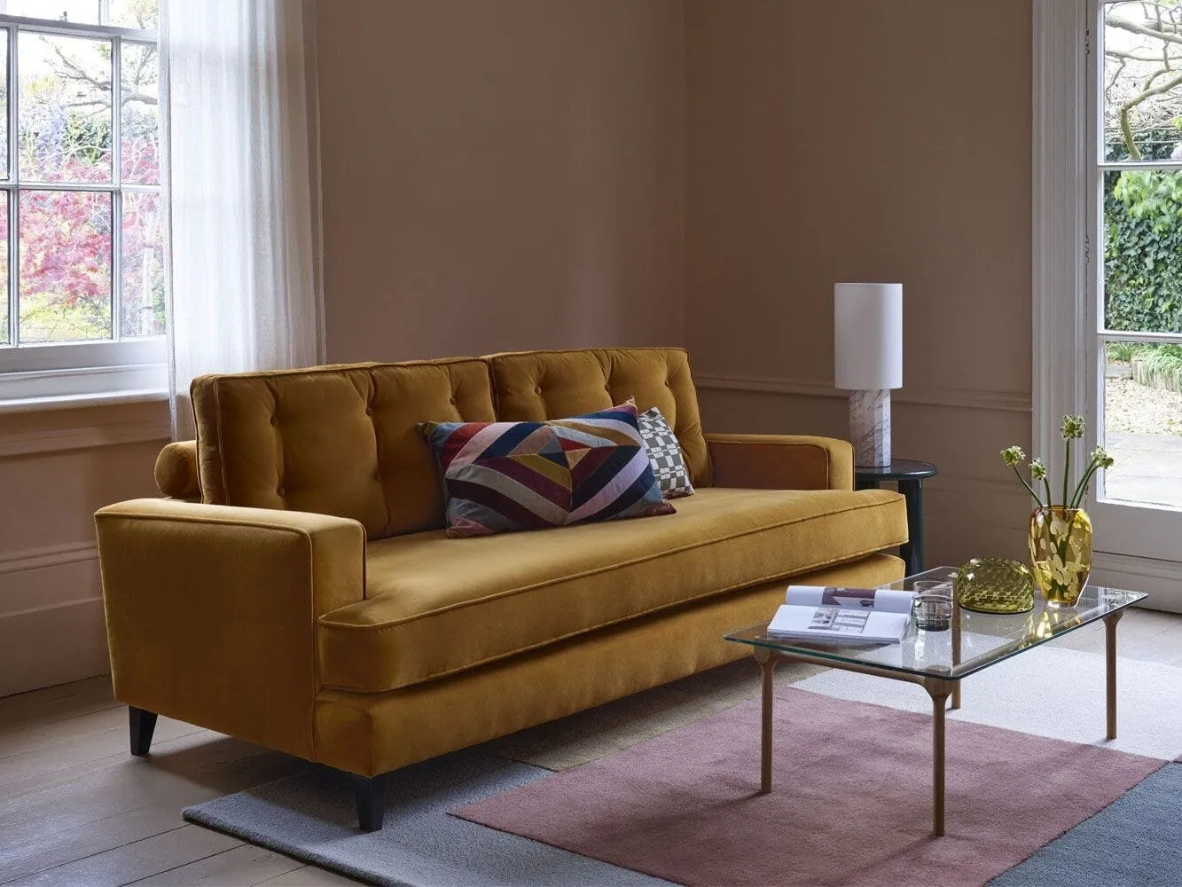 Mustard fabric sofa