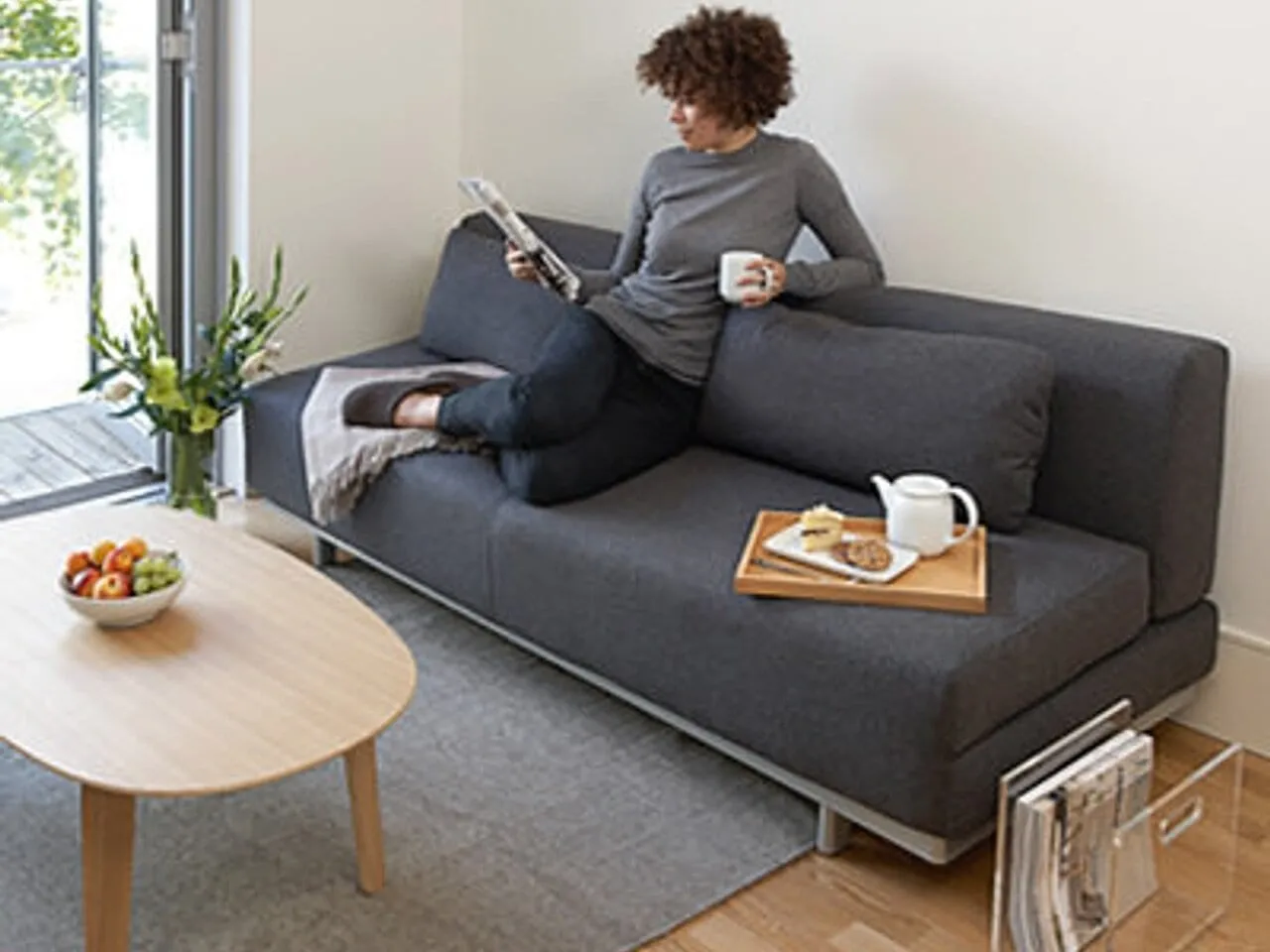 Charcoal grey sofa bed