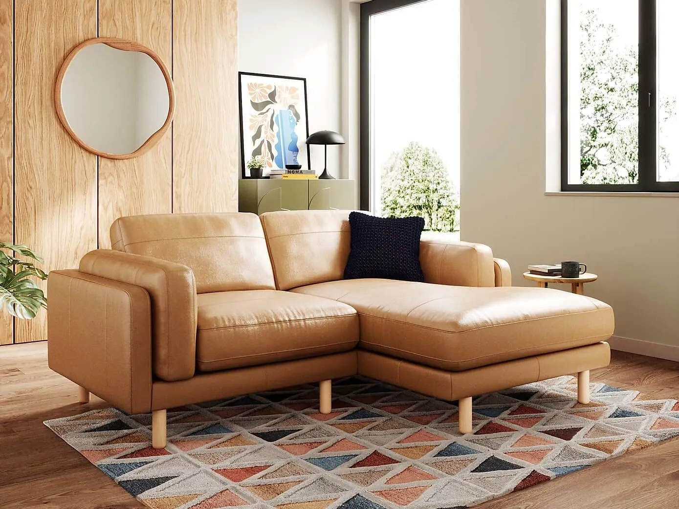 Tan leather corner sofa