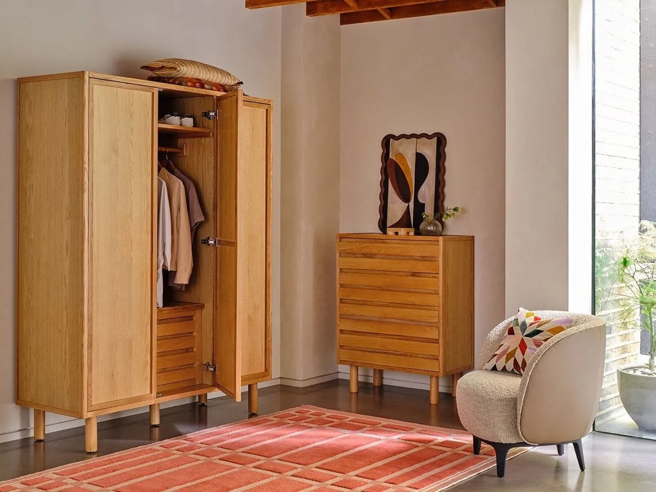 2-door oak wardrobe