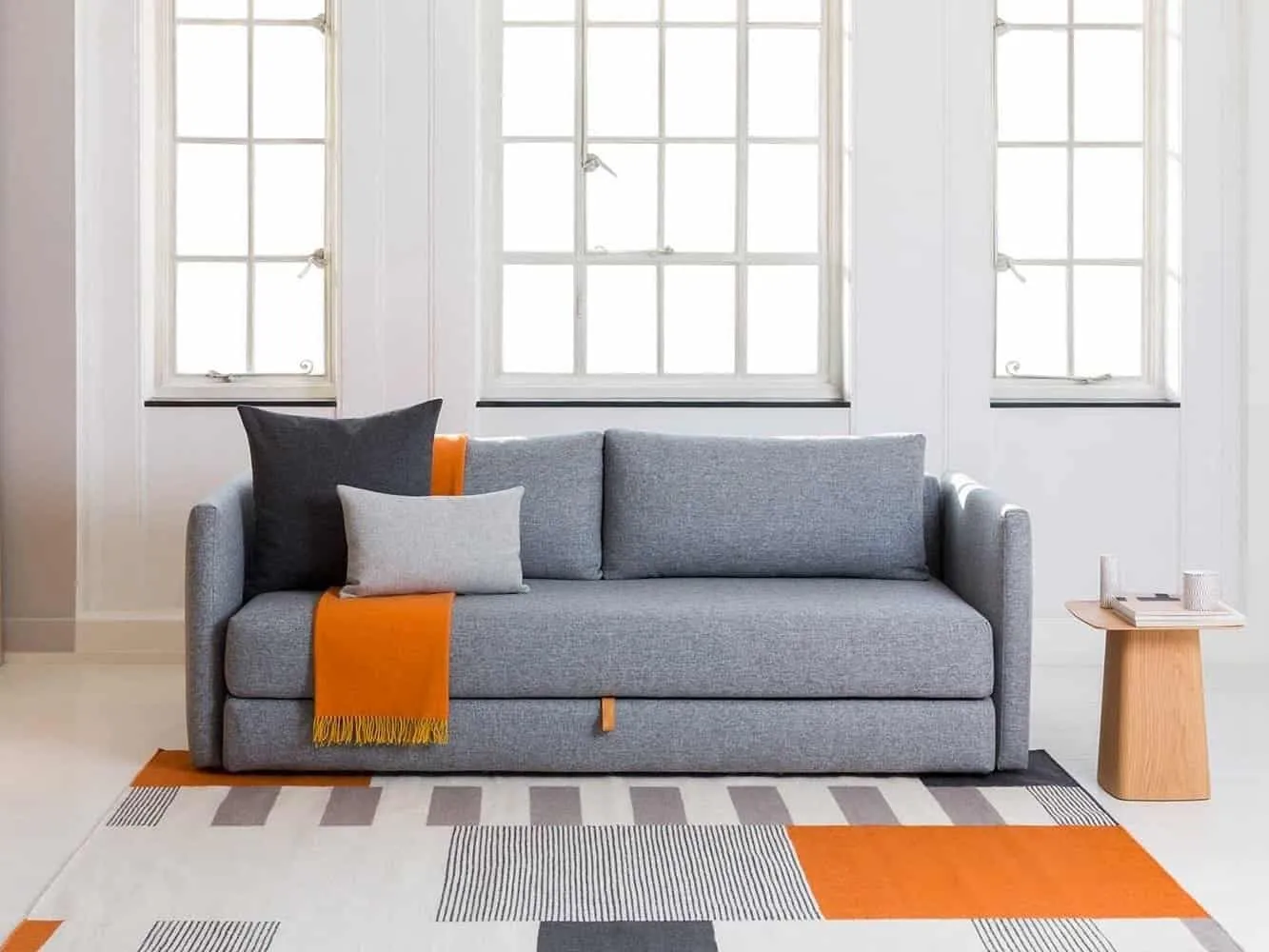 Grey fabric sofa bed