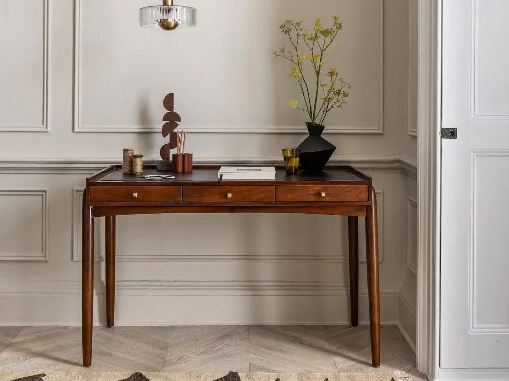 Mango wood desk with 3 drawers