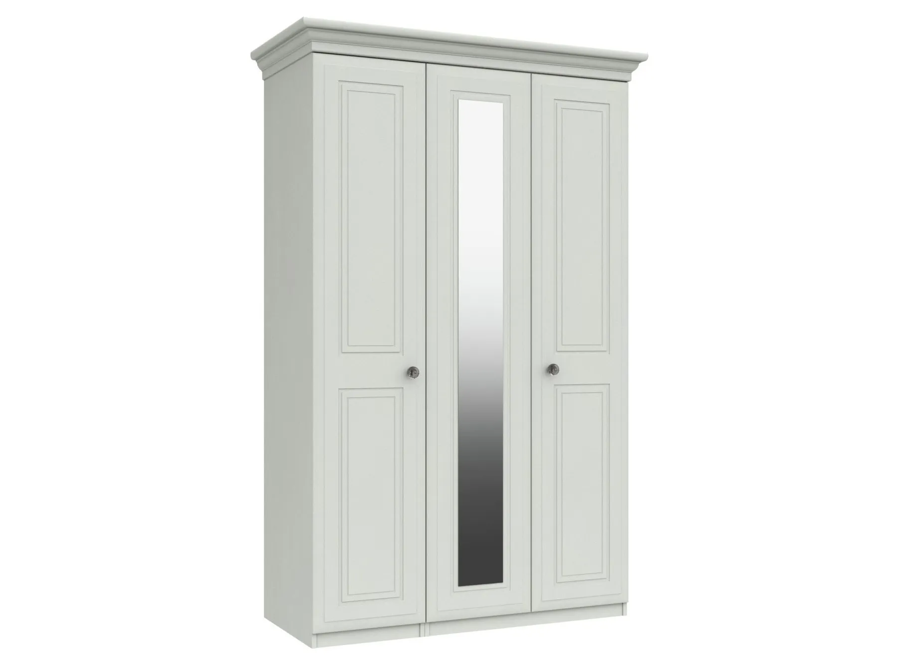 White 3-door wardrobe with central mirror