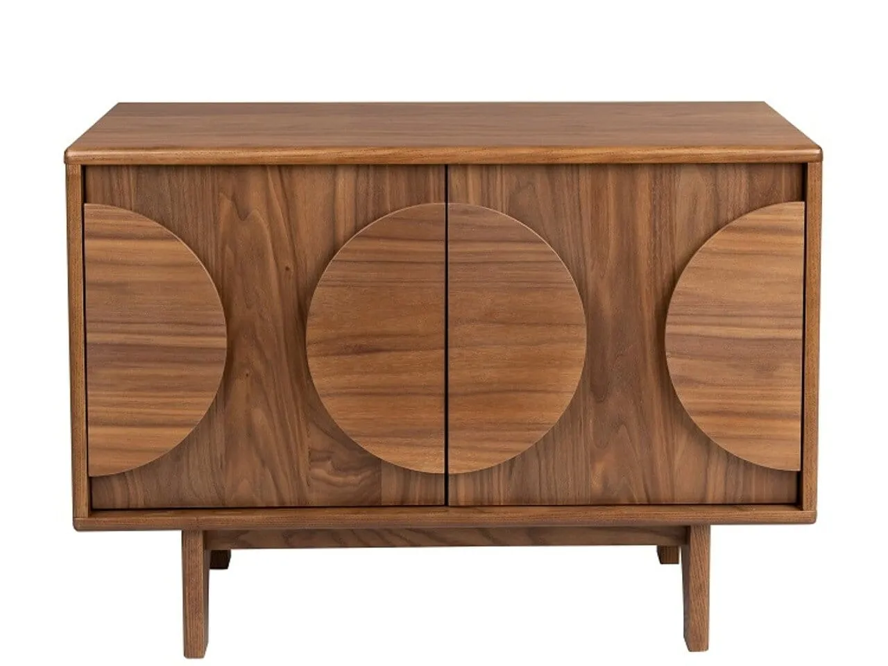 2-door walnut sideboard with large circle detail
