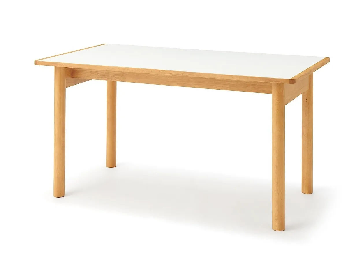 Rectangular rubberwood dining table with with white melamine top