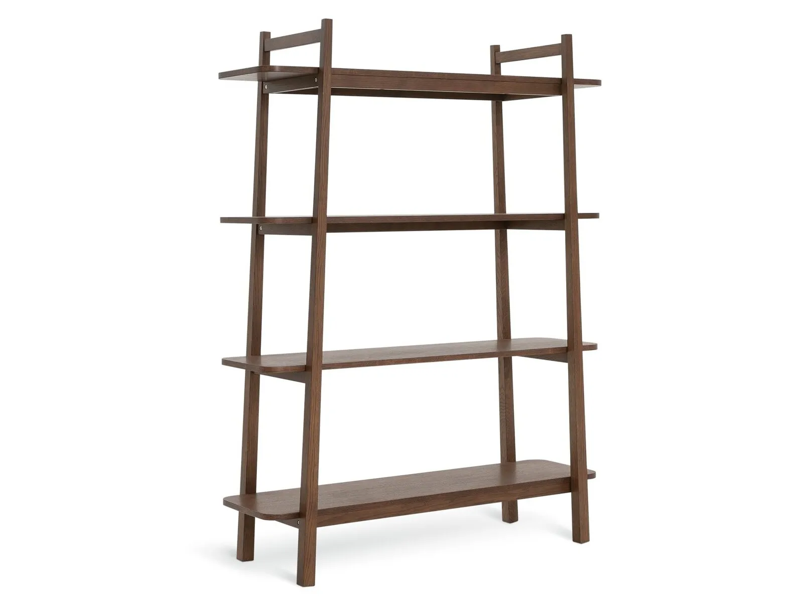 Walnut graduated 4-tier shelving unit