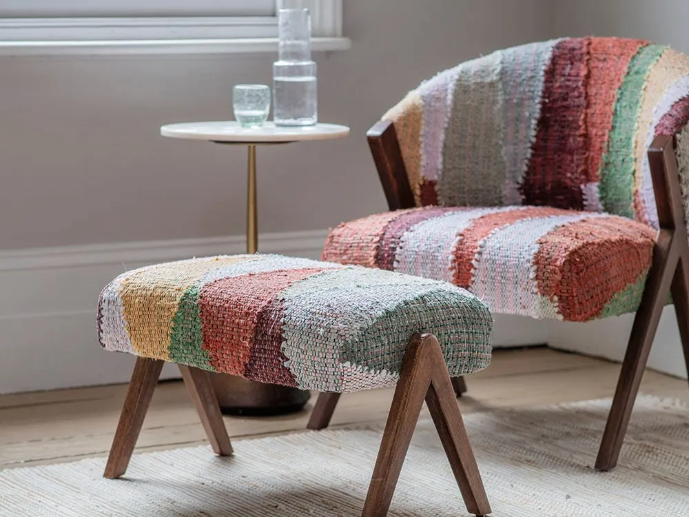 Multi-coloured fabric upholstered chair