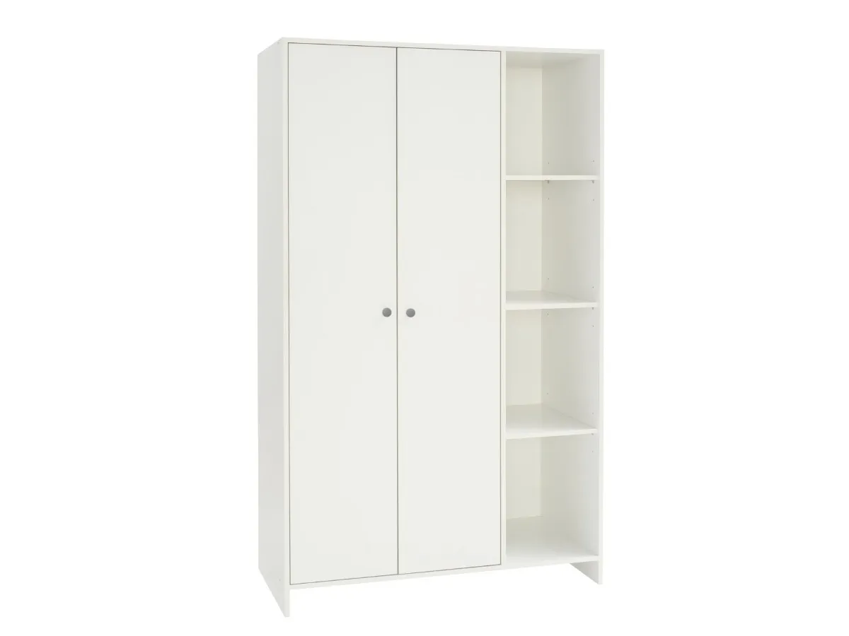 White 2-door wardrobe with vertical shelving