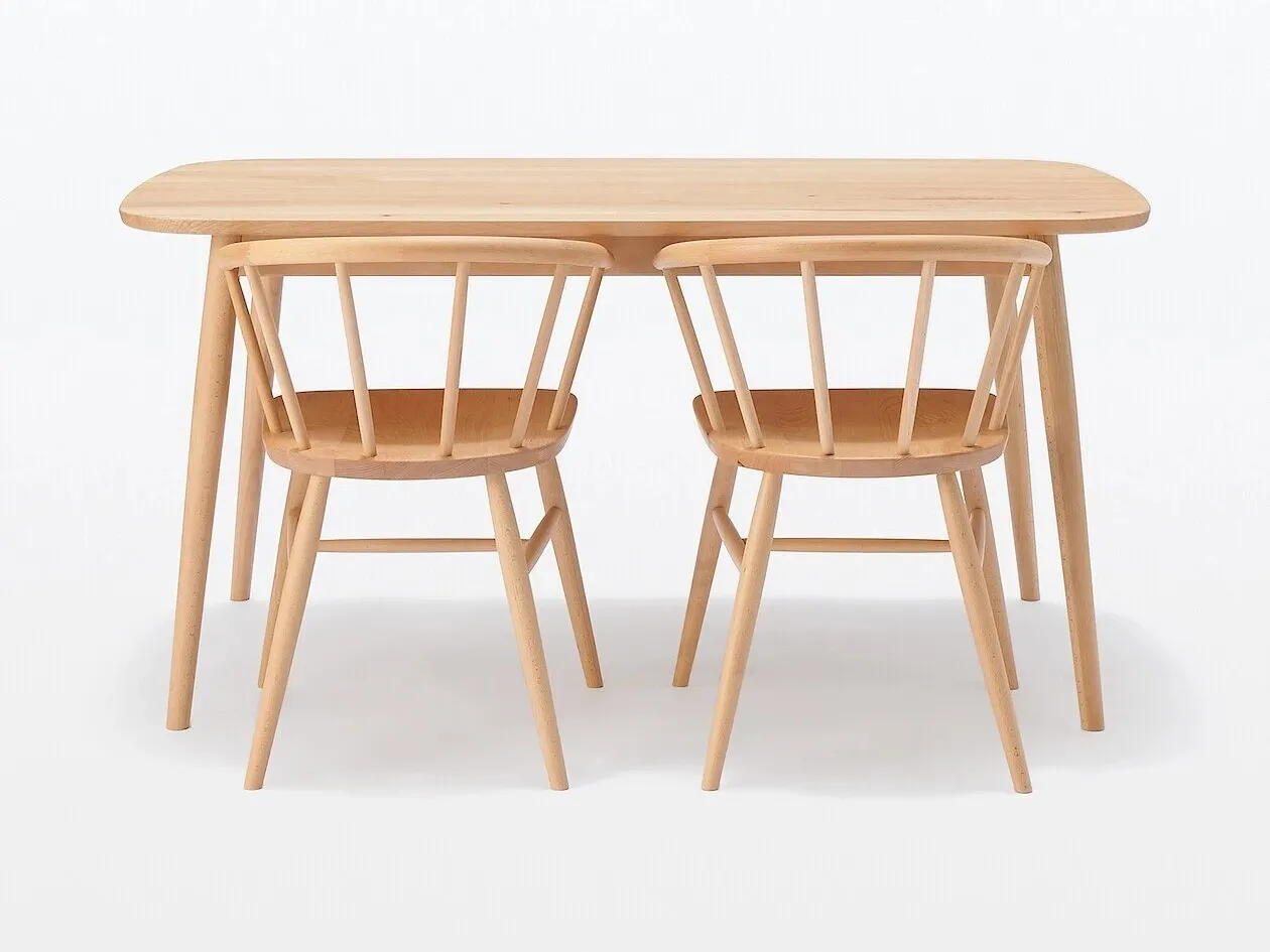 Beech dining table and matching chairs