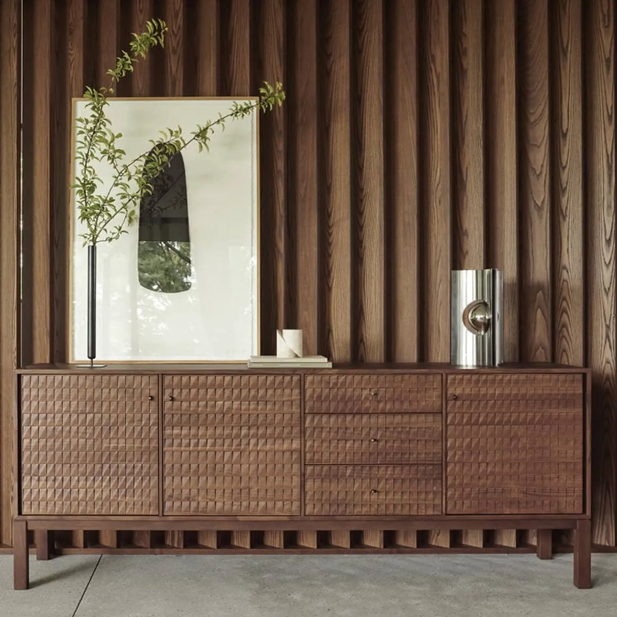 Wide teak sideboard