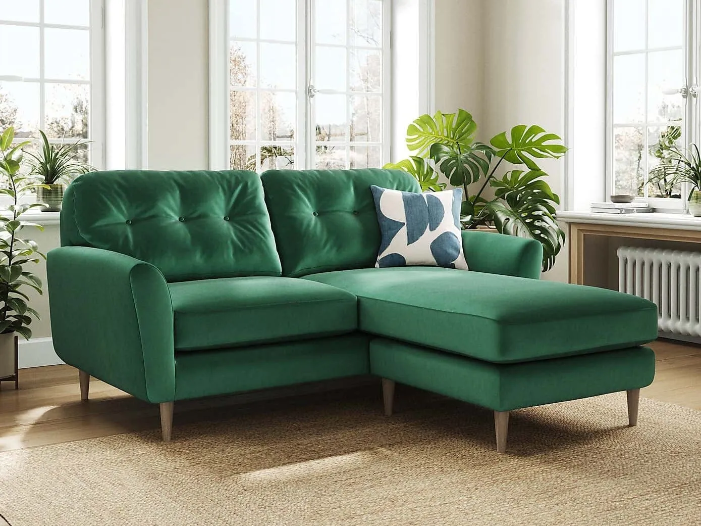Green velvet sofa