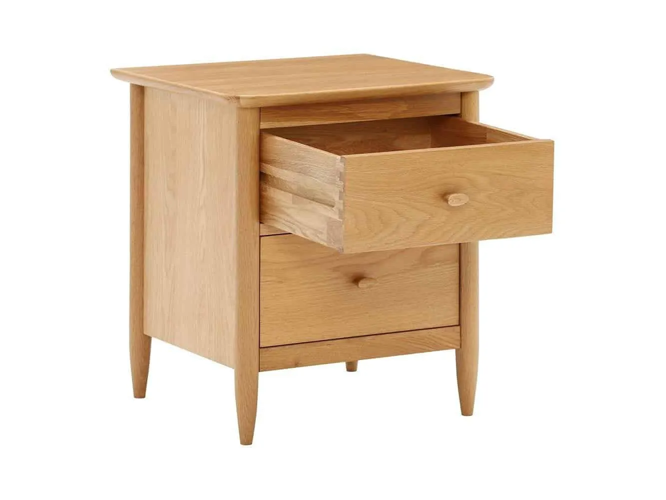 2-drawer oak bedside table