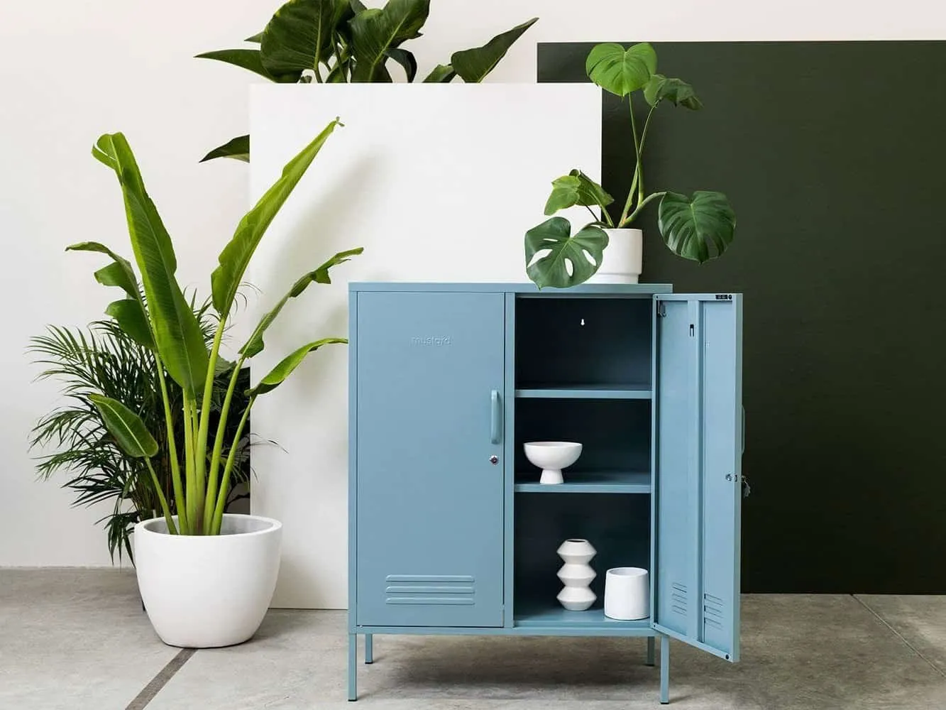 Pale blue metal locker