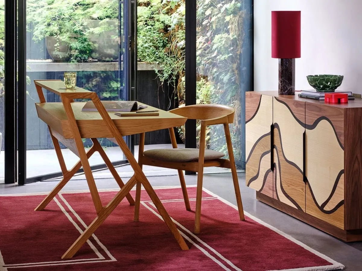 wide sideboard with inlay-pattern doors