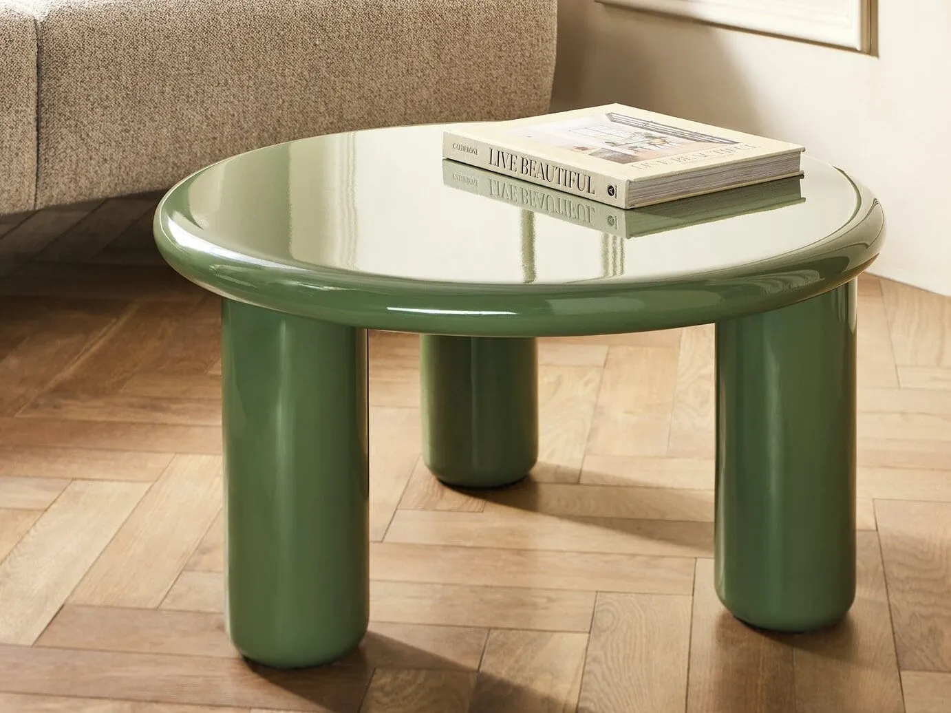 Round green coffee table