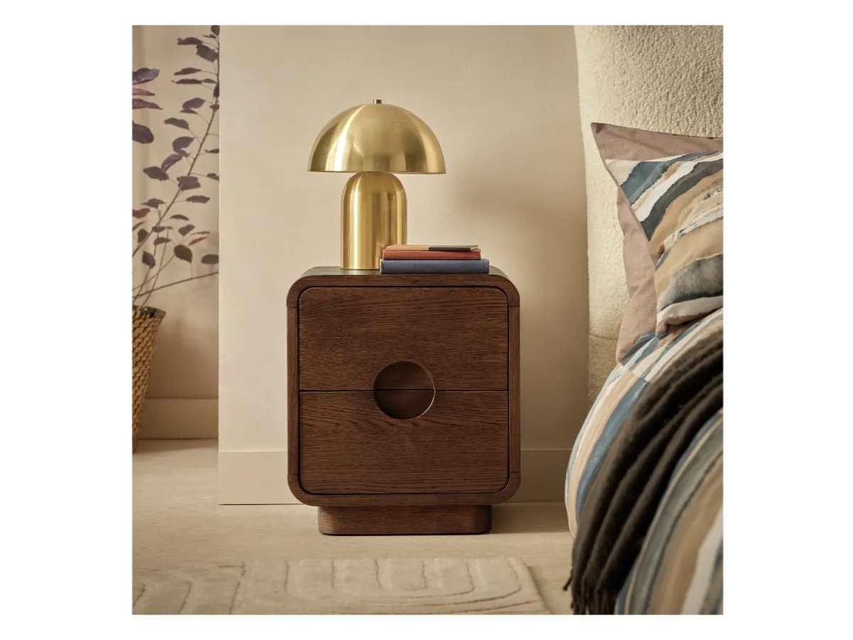 Walnut finish 2-drawer bedside unit