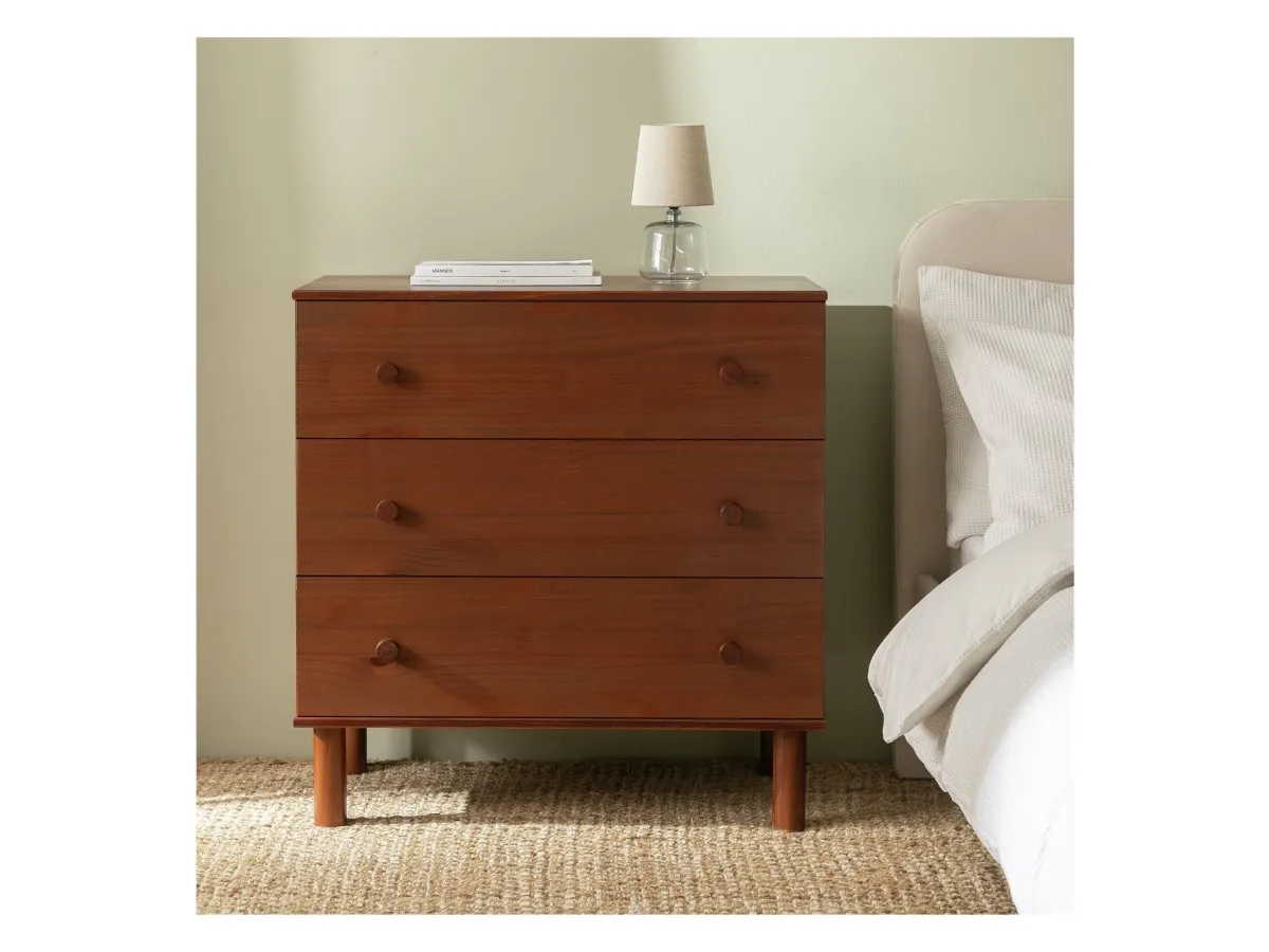 Walnut 3-drawer chest