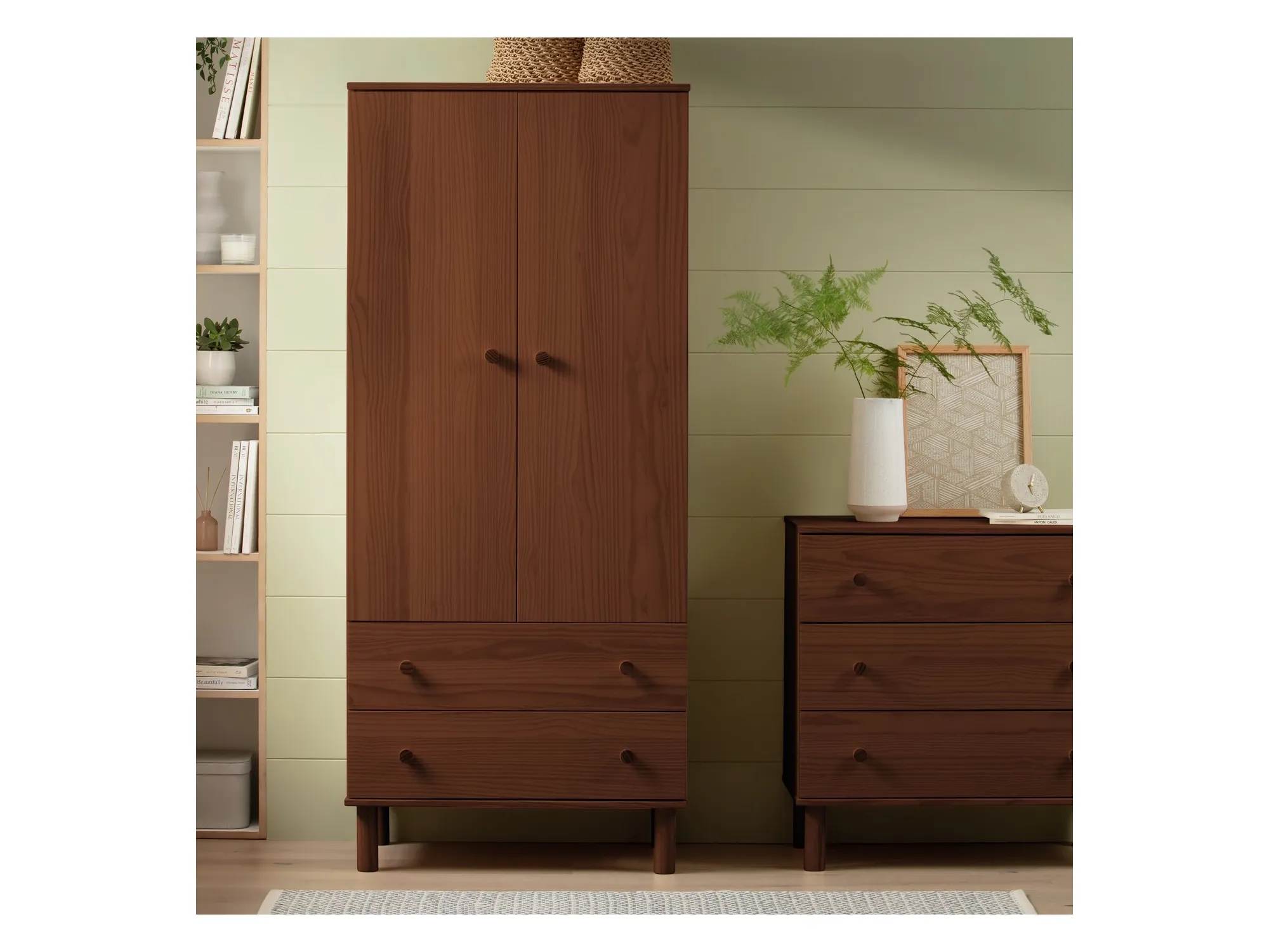Walnut 2-door wardrobe