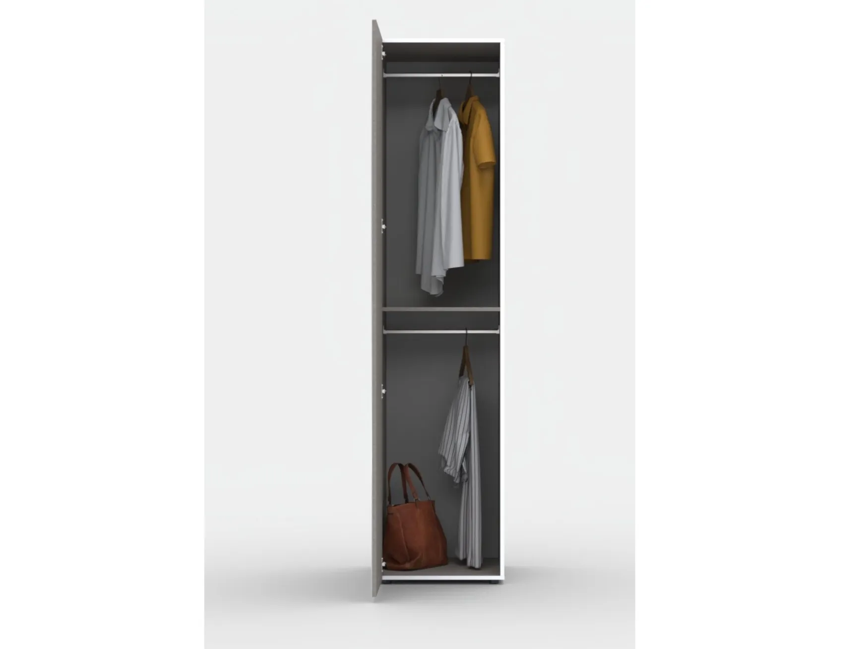 White single wardrobe with mirrored door
