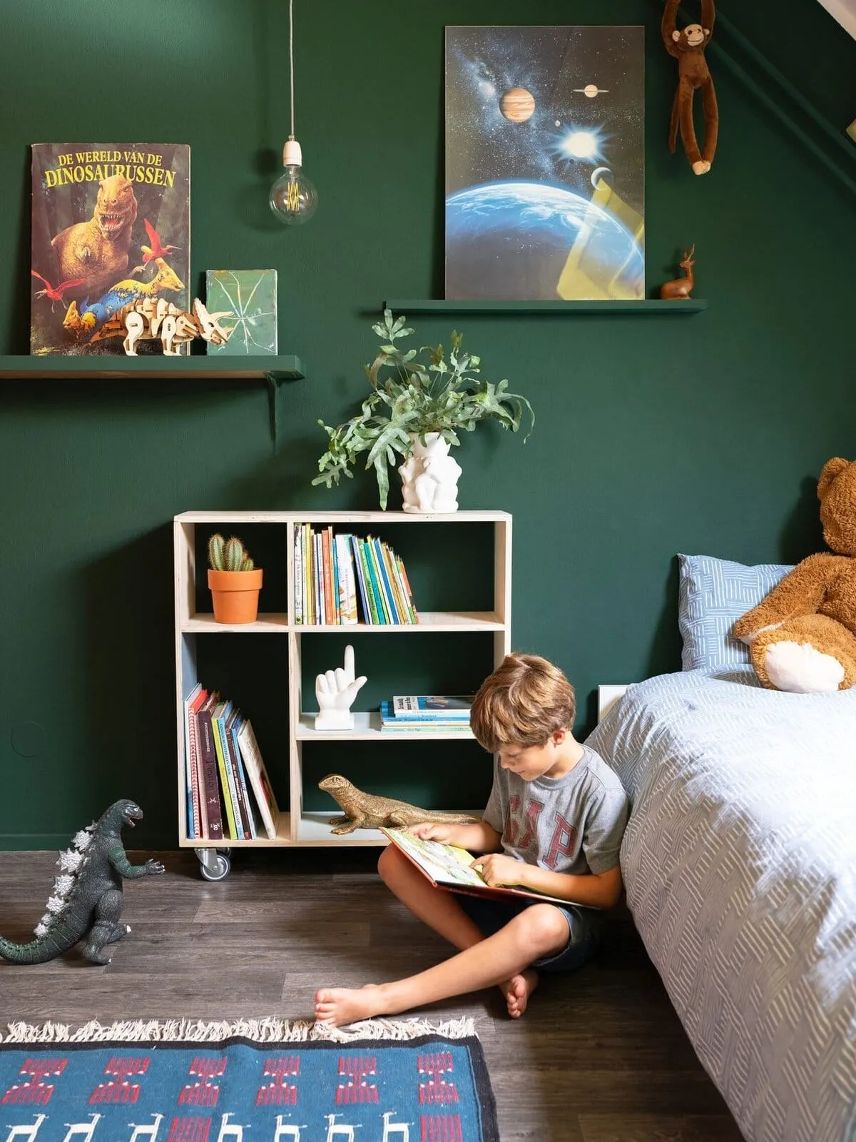 Emerald green feature wall