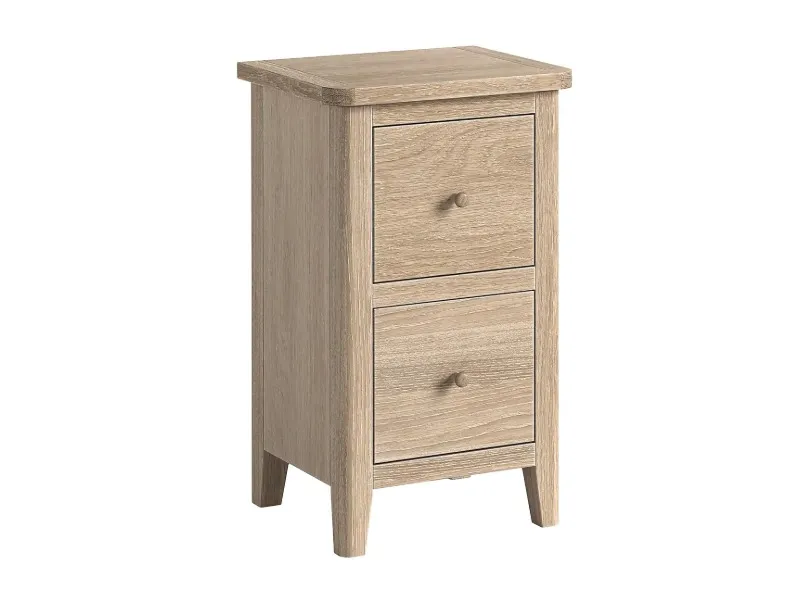 Oak finish 2-drawer bedside table