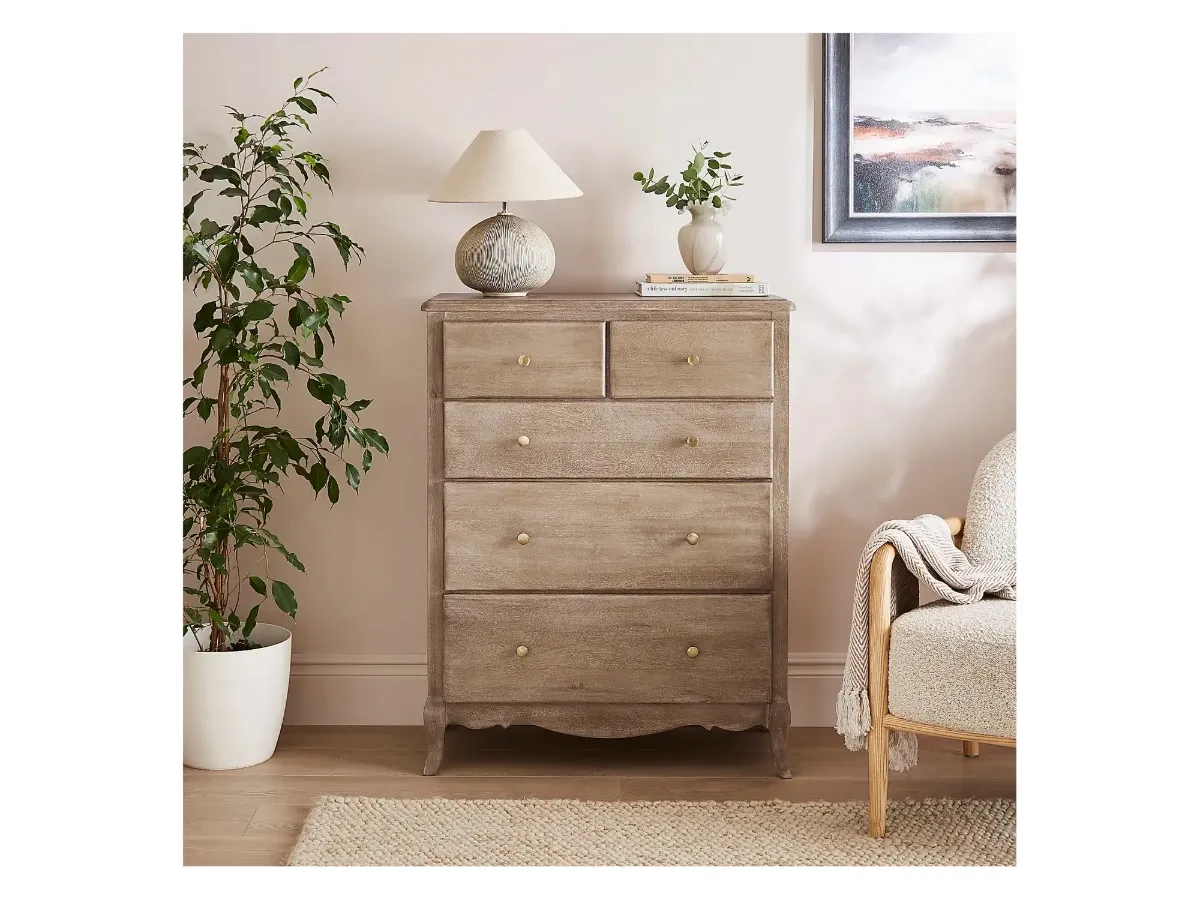 Mango wood 3 plus 2 drawer chest