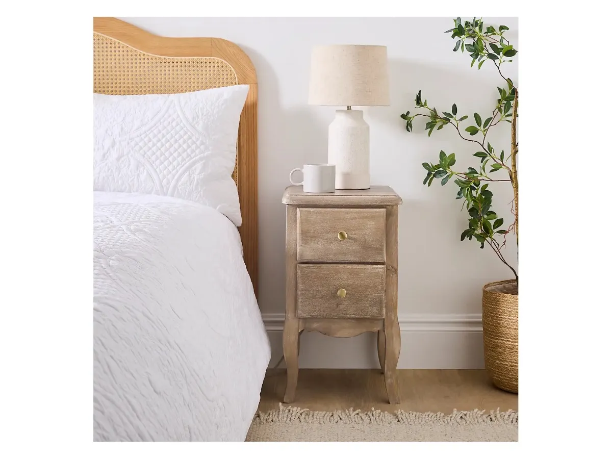 Mango Wood 2-Drawer Bedside Table