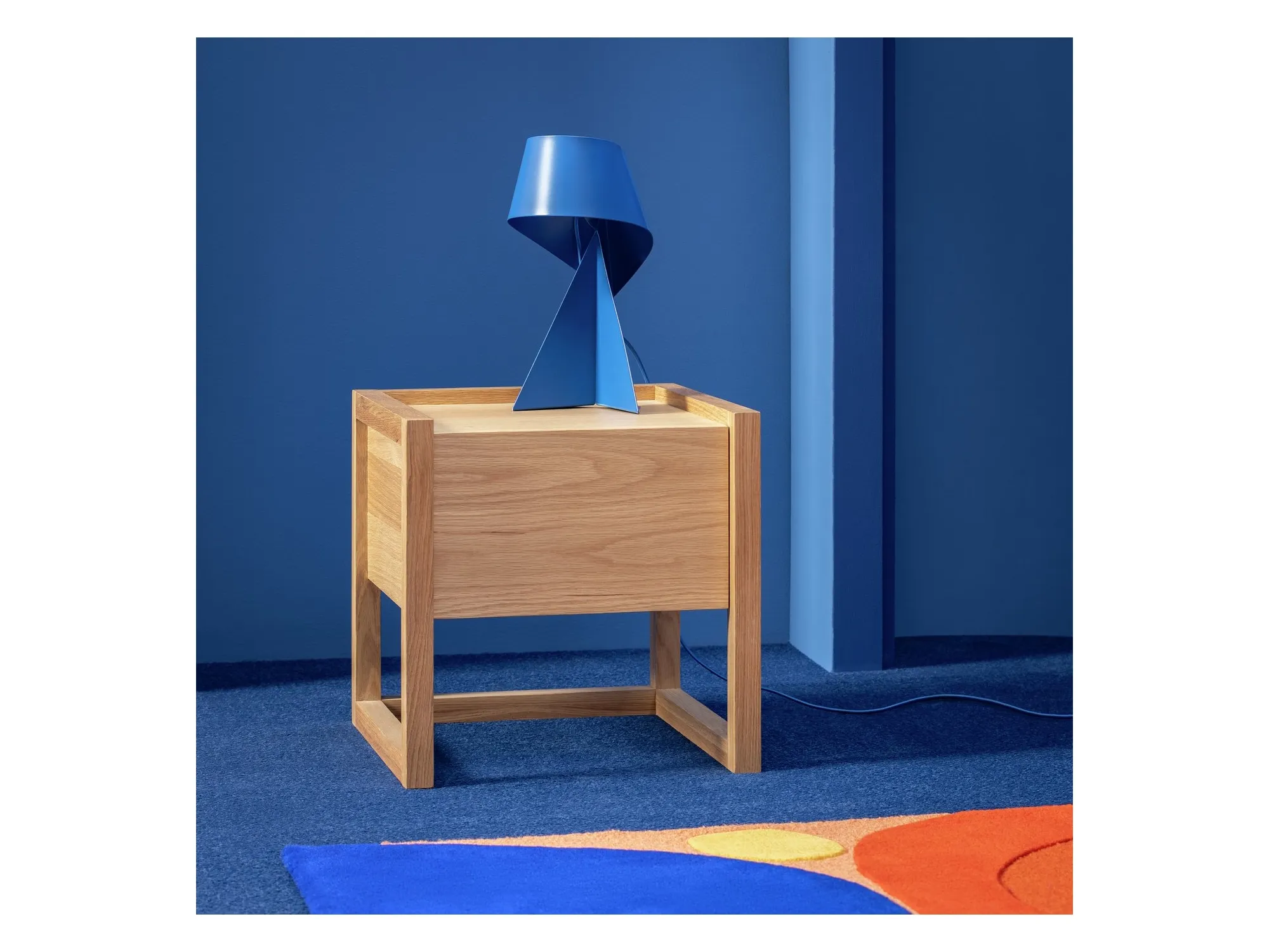 Contemporary oak bedside table