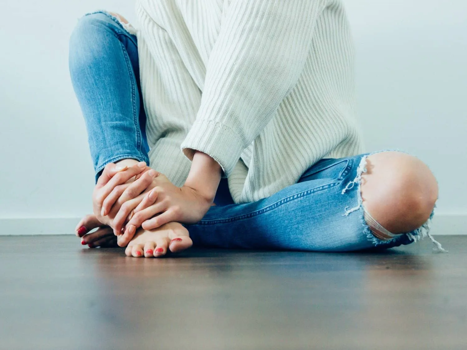 Sat on a vinyl floor